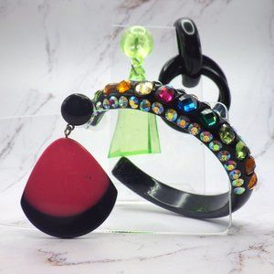 Single Pierced Earring Collection Mix/Match Statement Set  Bold Colorful Chunky